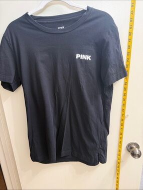 PINK Victoria's Secret Black Logo Short Sleeve Tee